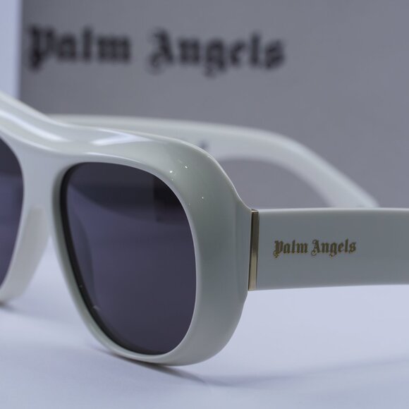 Palm Angels PERI103 ELFIN 0107 Aviator Sunglasses - White/Dark Grey - Picture 3 of 9